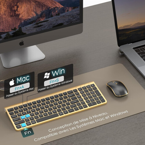 Black Keyboard Combo, Cordless Keyboard with Adjustable Tilt,Comfortable and Quiet for Laptop,Computer,PC 2