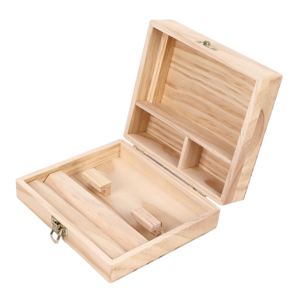 Wooden Stash Box with Rolling Tray 4 Compartments for Herbs Jewelry