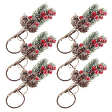 6Stk Weihnachtliche Serviettenringe Aus PP Mit Roten Beerenhandgewebe