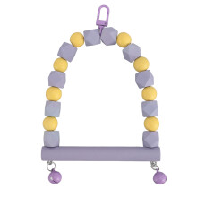 Interactive Bird Swing Toy With Bells, Natural Wood Recreational Birds Cage Accessories Playing Table Durable Colorful Design Exercise Aid For