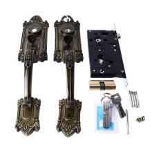 Interior Door Lock Set With Lever Handle Retro Design Mechanical Lock With Push Button Opening Strong Security Performance Aluminum Alloy Material