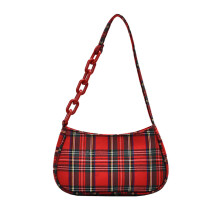 Gouden handtas met ritssluiting en verstelbare lange schouderband, vintage crossbody telefoonclutch met ruitpatroon, lichtgewicht slijtvast canvas