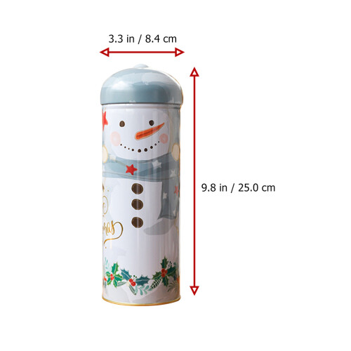 1Pc Xmas Snowman Tinplate Candy Box White Durable Biscuit Storage 1