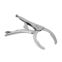 Adjustable Wrench with Hardened Teeth for Oil Filter Removal, Locking Grip Pliers Featuring Superior Gripping Power, Bent Head Design for Tight