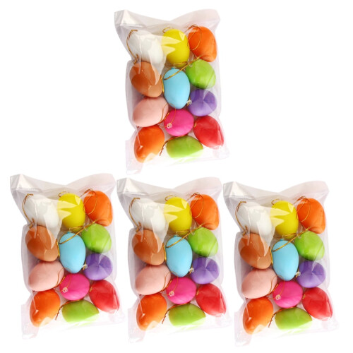 48Pcs Plastic Easter Eggs with Hanging Rope for Easter Party Favors 2