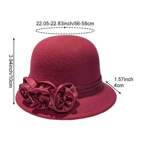 Chapéu Fedora elegante, ajustável e decorado com flores, estilo coco. Design simples e versátil, ideal para bailes e festas. 2