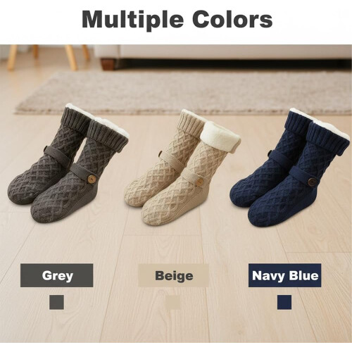 Πλεκτές κάλτσες Cozy Home Slipper, χειμωνιάτικες κάλτσες τριών χρωμάτων πλεκτές patchwork, 1