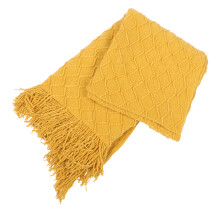 3Pcs Yellow Acrylic Fibers Throw Blankets Warm Office Nap Blanket