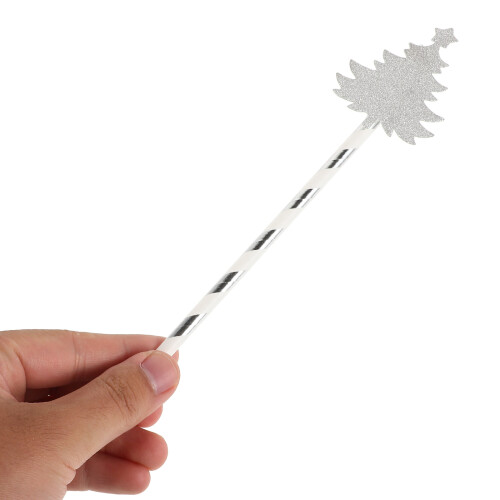 25Pcs Assorted Color Christmas Tree Paper Straws for Festive Drinking 2