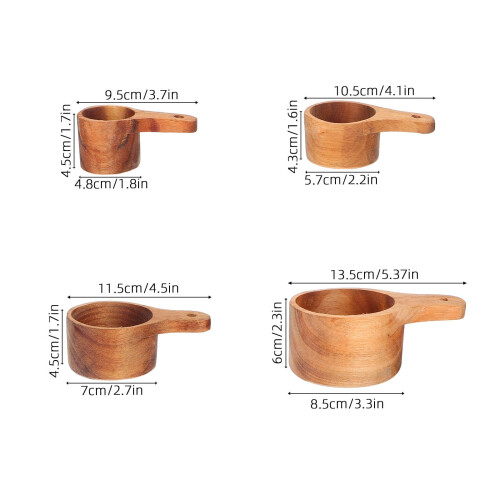 Ljusbruna trämåttskedar för bakning Accurate4Pcs 1