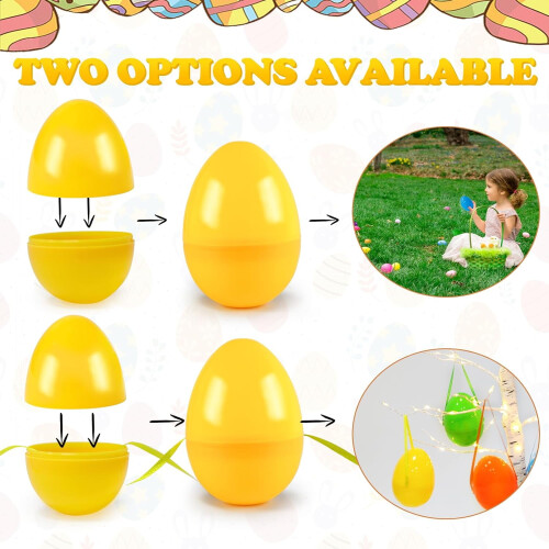 24Pcs Fillable Easter Eggs (3.5”) – Empty Plastic Eggs for Candy, Surprises, Basket Stuffers & Hanging Decor – Compatible with Easter Egg Hunt 2