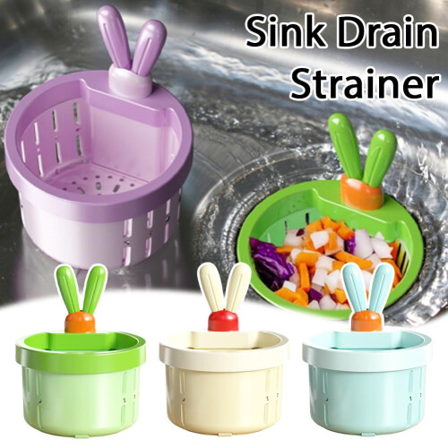Self-Cleaning Sink Strainer Basket Clog ABS Filter Ensures Fast Rabbit Drainage Colander Ear Handle 2