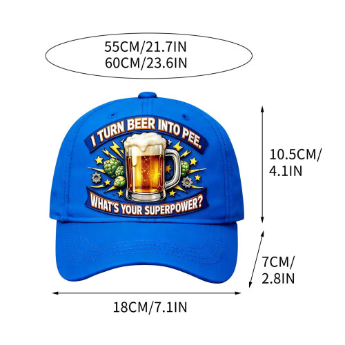 Καπέλο μπέιζμπολ I Turn Beer Into Pee Hat από πολυεστέρα με εκτύπωση υπερδύναμης και 1