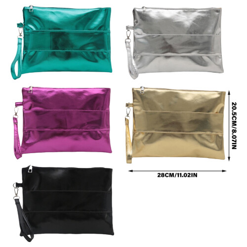 Γυναικεία μεταλλική τσάντα clutch με λαιμόκοψη από PU δέρμα 2