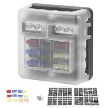 Zekeringkast met negatieve bus, waterdichte zekeringkast, 12V, auto-LED-indicator, vlamvertragend, universele bescherming, optimale geleidbaarheid