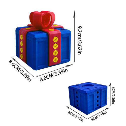 Conjunto de 2 caixas de presente com impressão 3D (vermelho e azul, vermelho e verde) de 8,3 cm, com design divertido e original. Ideal para 2