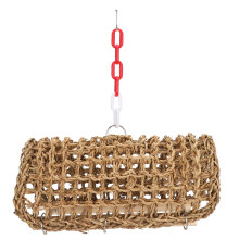 Safe Material Bird Enrichment Tool, Multiple Installation Methods Bird Foraging Chew Toy Natural Seagrass Woven Net for Climbing, Chewing, Swinging,
