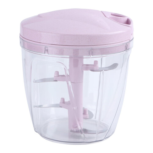 900ML Manual Meat Chopper - Multi-Function Food Processor with Stainless Steel Blades (Pink) 1