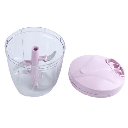 900ML Manual Meat Chopper - Multi-Function Food Processor with Stainless Steel Blades (Pink) 2