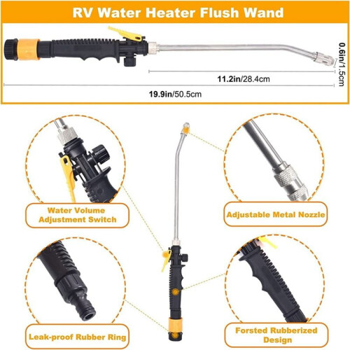Kit com 3 hastes de ânodo e vareta de limpeza para aquecedor de água de RV - Haste de ânodo de alumínio de 9,25 polegadas de comprimento x 3/4 de 2