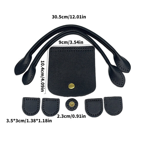 Kit para confecção de bolsa de couro com aba com zíper e alça de ombro. 2