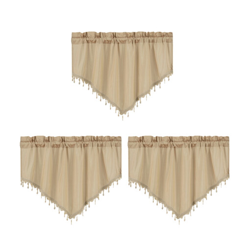 Short Solid Color Triangular Window Curtains, Rod Pocket Polyester Panels, 3-Pack, 51.18x23.62 in, Multicolor, Modern Design, Easy Install 1