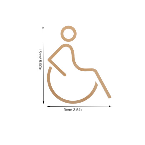 2Stk Goldene Acryl Bad-Schild Mit Blindenschrift Handicapzeichen 2