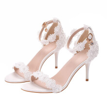 1Paar Weiße High Heels Damen Hochzeitsschuhe Sandale