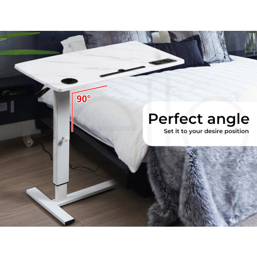 Levede Mobile Sit Stand Over Bed Desk USB White 1