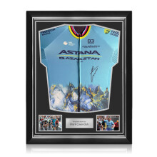 Sir Mark Cavendish Signed 2024 Astana World Champion Edition Jersey. Superior Frame