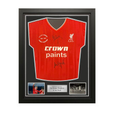 Sir Kenny Dalglish and Ian Rush Signed Liverpool 1985-86 Football Shirt. Standard Frame