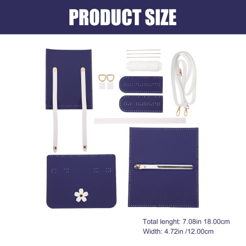 1Set DIY PU Leder Strickbag Material Blau Shoulder Bag 2