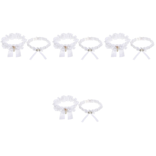4Sets Weiß Strumpfbänder, Garters Für Hochzeits 2