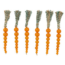 Natural Wood Beads Garland For Farmhouse Decor, Boho Chic Rustic Country Home Decor Orange Wall Hanging With Tassels Prayer Beads Style Decoration