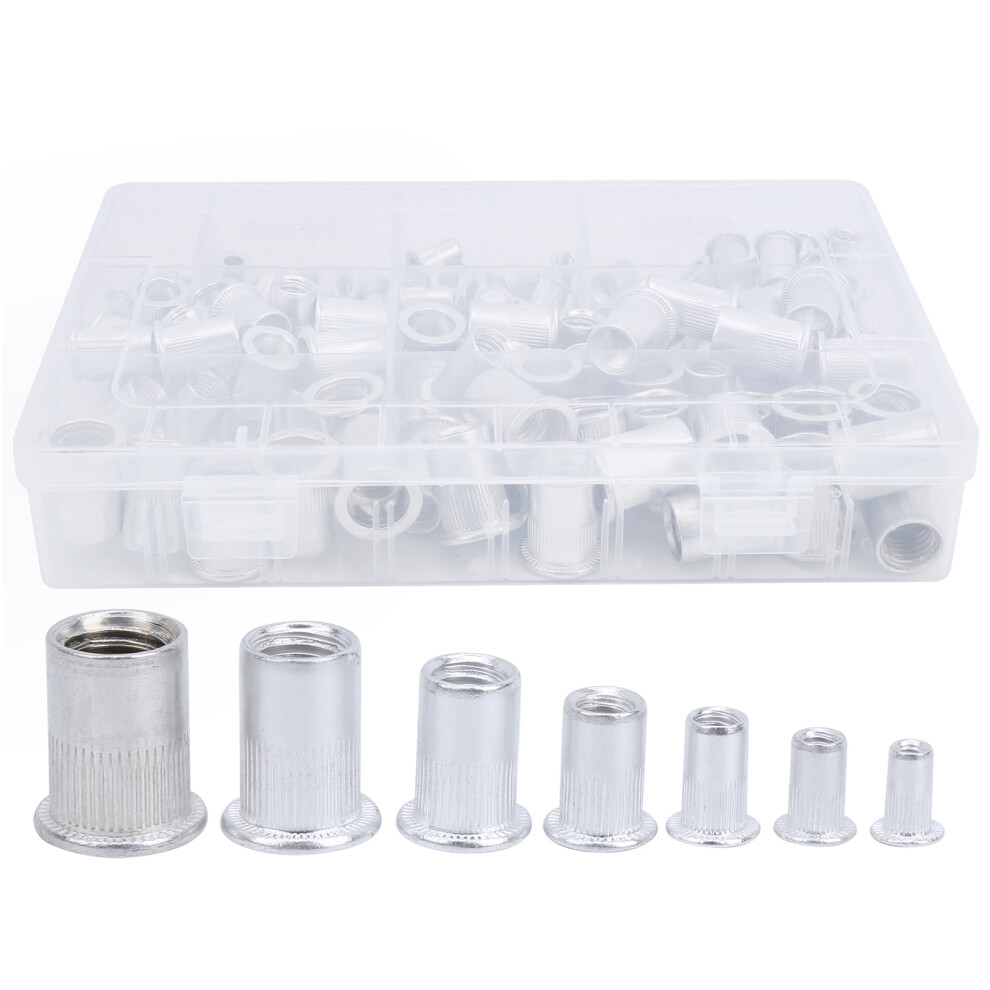 Clear Plastic Storage Box Included Stainless Steel Rivet Nuts Threaded Insert Nutsert Rivnut Assortment Kit Metric Nutsert Corrosion Resistant Flat 9180479951896