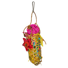 Bird Climbing Mat Foraging Toy Encourage Healthy Play Mental Stimulation Natural Seagrass Colorful Design Bird Shredding Hanging Toy Non Toxic