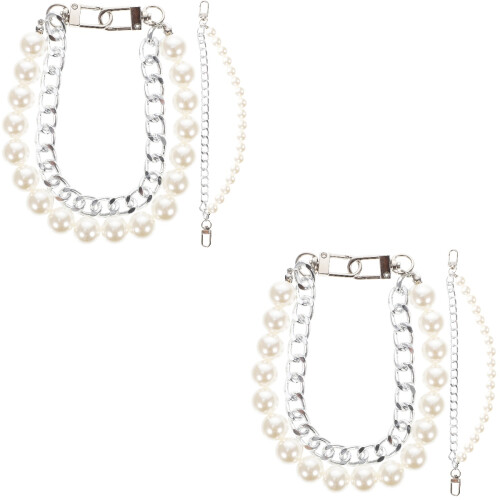 4Pcs Silver Pearl Decor Chain for DIY Bag Making and Purse Strap 1