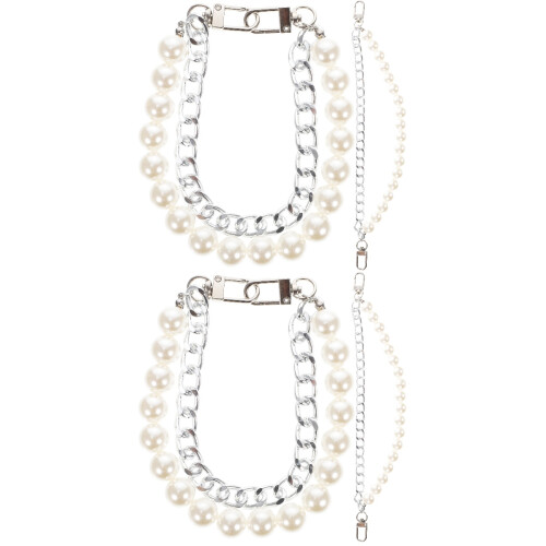 4Pcs Silver Pearl Decor Chain for DIY Bag Making and Purse Strap 2