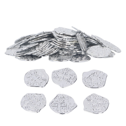 100pcs Pirate Coins Decor Plastic Silver 1