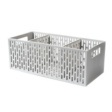 Plastic Divider Storage Basket Stackable Foldable Plastic Storage Basket Food Storage Organizer Bins Breathable Hollow Design Thicken Large Capacity