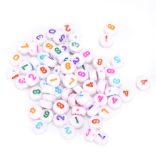 Key Chains Decoration Beads, Clear Lettering Round Beads Exquisite Appearance, Mixed Number Beads for DIY Necklaces, Acrylic Number Beads Smooth