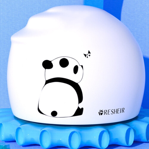 Silicone swimming cap with panda pattern and antislip ear 2