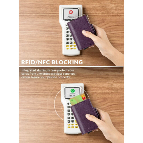 Θήκη πιστωτικής κάρτας RFID Blocking Δερμάτινη αυτόματη αναδυόμενη θήκη πορτοφολιού 2