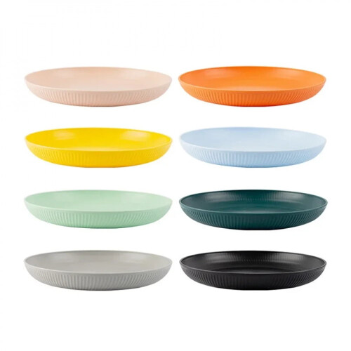 23cm Round Salad Dessert Dinner Plate Stackable Unbreakable Reusable 4Pcs Wheat Straw Dish Microwave Safe Fruit Plate for Dining 1