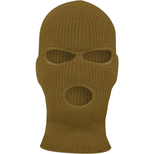 Face Covering Fine Knit Camel Three-Hole Cold Weather Mask 2