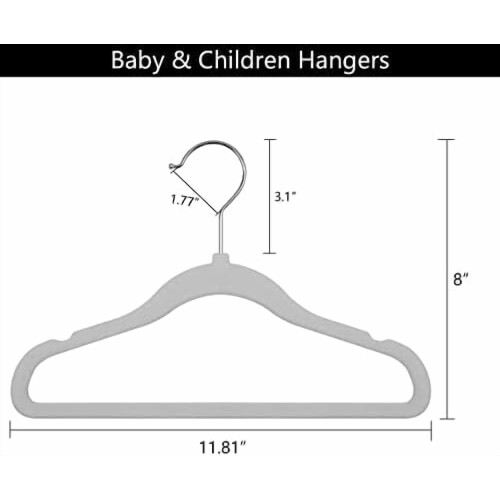 Baby Kleiderbügel aus Samt, 20er-Pack, rutschfeste Kinderkleiderbügel, grau 1