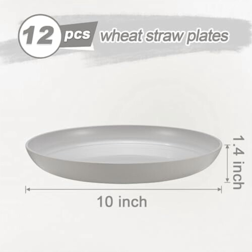 12 τεμάχια άθραυστα πιάτα σιταριού 10" από άχυρο, κατάλληλα για φούρνο μικροκυμάτων 1