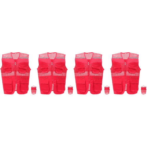 4Stk Reflektierende Arbeitsweste Rot Mit Bequem 2