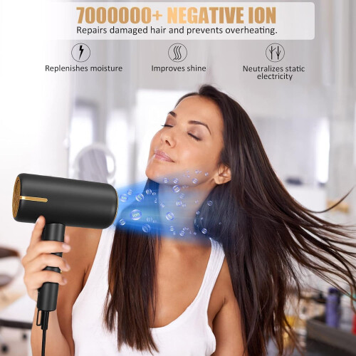Στεγνωτήρας μαλλιών 1600W με ιοντικό αέρα και 2 ακροφύσια, μοτέρ AC, 3 λειτουργίες 2