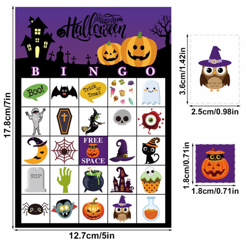 Κάρτες Halloween Bingo για παιδιά – Παιχνίδι πάρτι 24 παικτών, σχολική και οικογενειακή 1